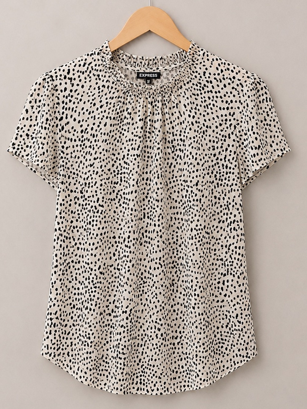 Express Black White Polka Dot Blouse XS Sheer Career Top